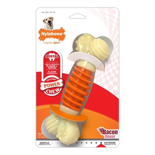 Nylabone PRO Action Dental Power Chew Durable Dog Toy Bacon Large/Giant (1 Count)