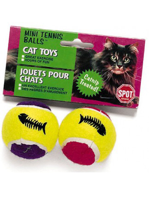 Spot Mini Tennis Balls Cat Toy with Bell & Catnip Assorted 2 in 2 Pack Mini