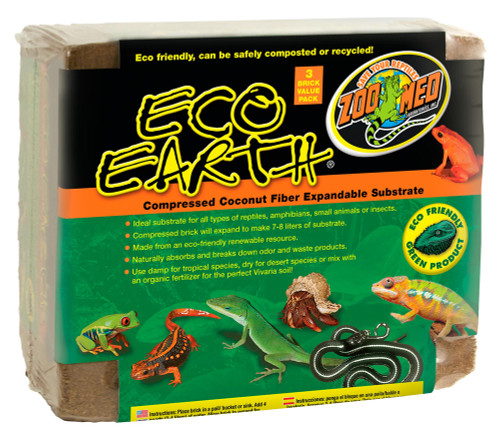 Zoo Med Eco Earth Coconut Fiber Substrate Brown 3 Pack