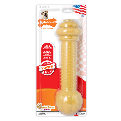 Nylabone Barbell Power Chew Durable Dog Toy Peanut Butter XX-Large/Monster (1 Count)