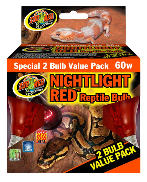 Zoo Med Nightlight Red Reptile Bulb Red 60 Watt 2 Pack