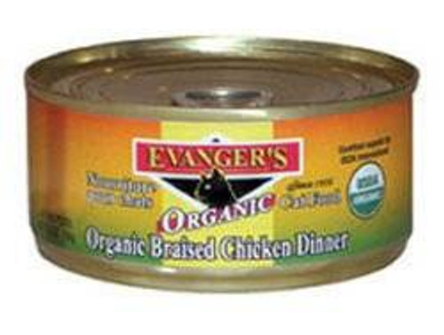 Evangers Organic Braised Chicken Canned Cat Food-5-oz, Case Of 24-{L+1} 077627511035