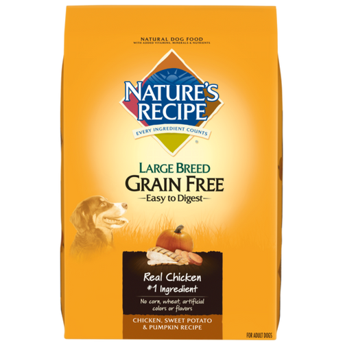 Nature's Recipe Large Breed Grain Free Easy To Digest Chicken Sweet Potato And Pumpkin Dry Dog Food-24-lb-{L-1} 730521519018