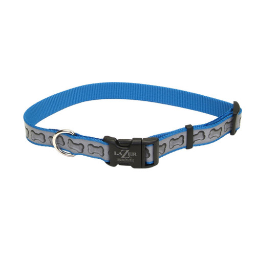 Lazer Brite Reflective Adjustable Dog Collar Turquoise 1 in x 18-26 in