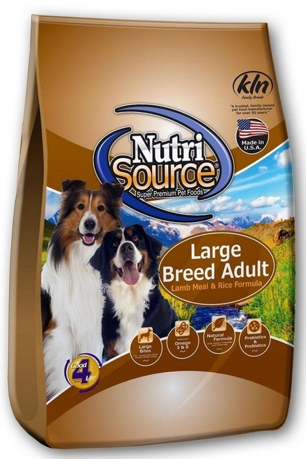 Nutri Source Large Breed Adult Lamb and Rice Dog Food 30lb {L-1x} 131362 073893267010