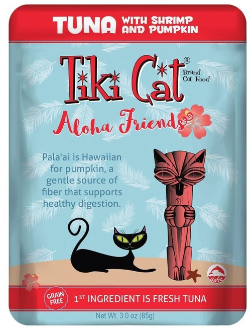 Tiki Cat Aloha Friends Grain Free Tuna With Shrimp And Pumpkin Cat Food Pouches-3-oz, Case Of 12-{L+1x} 693804430076