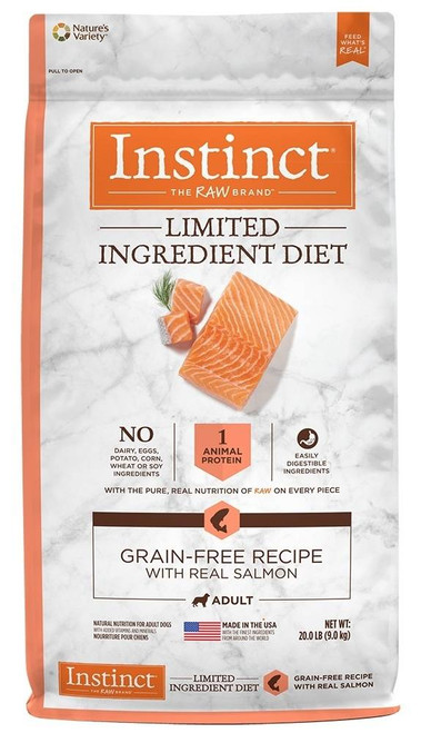 Nature's Variety Instinct Limited Ingredient Adult Diet Grain Free Real Salmon Recipe Natural Dry Dog Food-20-lb-{L+1} 769949658801