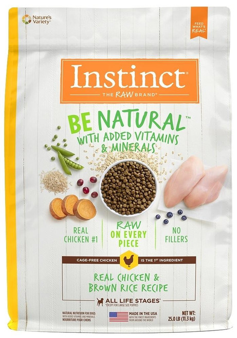 Nature's Variety Instinct Be Natural Real Chicken & Brown Rice Recipe Dog 25lb {L-1} 699889 769949652823