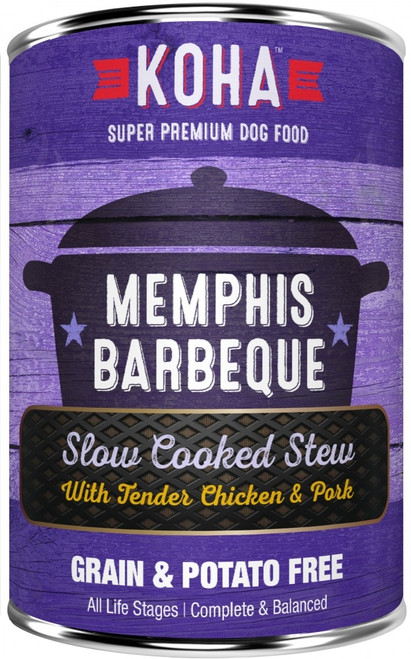 Koha Grain & Potato Free Memphis Barbecue Slow Cooked Stew With Chicken & Pork Canned Dog Food-12.7-oz, Case Of 12-{L+x} 10811048021882
