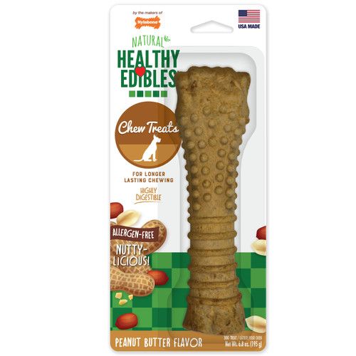 Nylabone Healthy Edibles All-Natural Long Lasting Peanut Butter Flavor Dog Chew Treats 1 Count X-Large/Souper