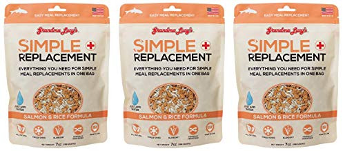 Since 1999, Grandma Lucys has maintained a reputation for making only the best pet treats and are constantly developing new products packed with leading-edge nutrition and innovative design. That is why when you choose any of Grandma Lucys many products, you know you are making the right choice for your pet. Now a simple remedy for your dog or cat when they are suffering from an upset stomach or diarrhea - Grandmas Simple Remedy. To give your pet an easy to digest meal until they are feeling back to normal, just add boiling water to the salmon and rice mixture and feed your pet small amounts until their ailment disappears. As recommended by veterinarians, Grandmas Simple Remedy is just real salmon and plain white rice " nothing else. Finally a convenient way to make your pets stomach feel back to normal, just like the doctor ordered. Ingredients: Freeze-Dried Salmon, White Rice.