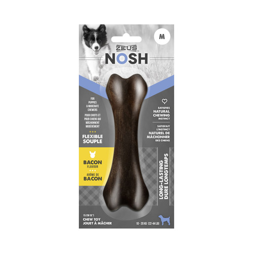Zeus Nosh Flexible Chew Bone for Puppies, Bacon , Medium 022517963883