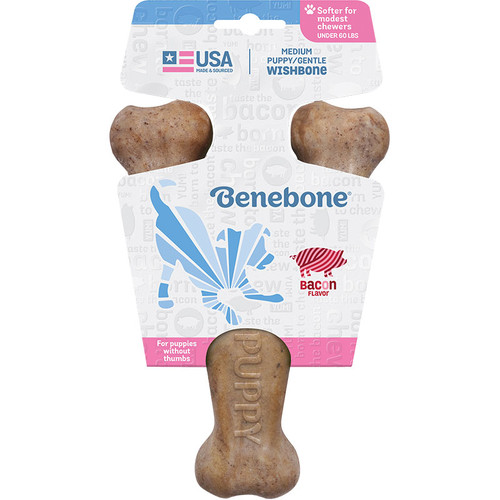 Benebone Dog Wishbone Chew Bacon Puppy Medium 854111004897