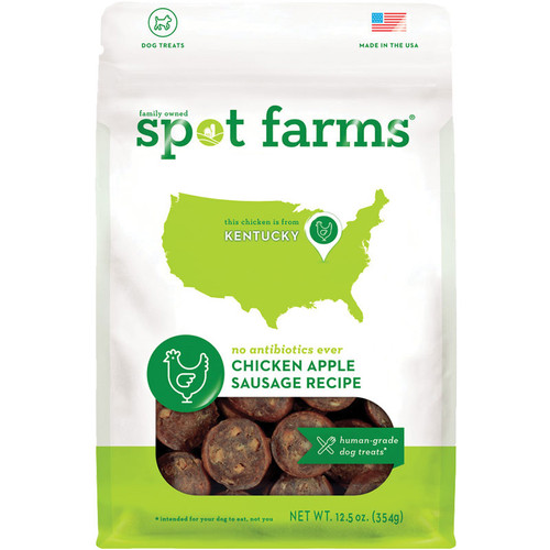 Spot Farms Dog Sausage Chicken Apple 12.5oz{RR} 072745974434
