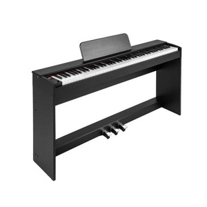 88-Key Hammer Action Weighted Keyboard with Furniture Stand-Black - Color: Black