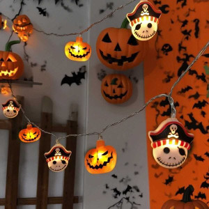 1PC 20/30 LED Halloween Pirate Pumpkin String Lights Battery Powered For Home Bedroom Living Room P