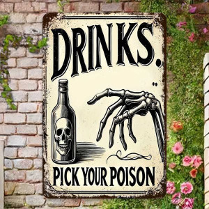 Halloween Aluminum Sign 1 Vintage Drink Pick Your Poison Potion Bar Sign Halloween Decoration Vinta