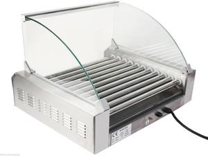 Stainless Steel Commercial 11 Roller Grill and 30 Hot Dog Cooker Machine - Color: Silver