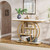 Modern Round Gold Metal Frame Foyer Console Table with White Faux Marble Shelves