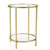 Round Accent Side Table Gold Metal Glass Top Bottom Shelf End Table