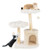 Cute Solid Wood Cat Tree Natural Branch Modern Flower Cat Tower with Sisal Scratching Posts-Beige -
