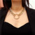Hoop Pendant Chunky Chain Design Punk Fashion Costume Necklace - Golden