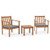 3 Pieces Patio Wood Furniture Set with soft Cushions for Porch-White