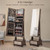 47 Inch Lockable Jewelry Cabinet Armoire with 3-Color LED Lights-Brown