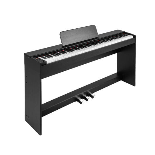 88-Key Hammer Action Weighted Keyboard with Furniture Stand-Black - Color: Black