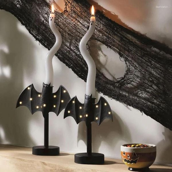 Candle Holders Twinkle Bat Shaped Candlestick Halloween Mystery Gothic Candleholder Holder For Home