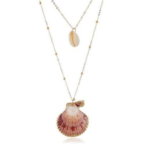 Beach Fashion Seashell Pendants Two Layers Women Costume Necklace