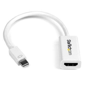 White active mini displayport to hdmi adapter dongle - 4k 30hz/1080p/7.1 audio/h
