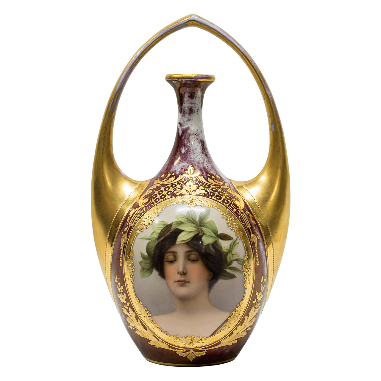 A Fine Royal Vienna Porcelain Hand Painted Portrait Vase Signed