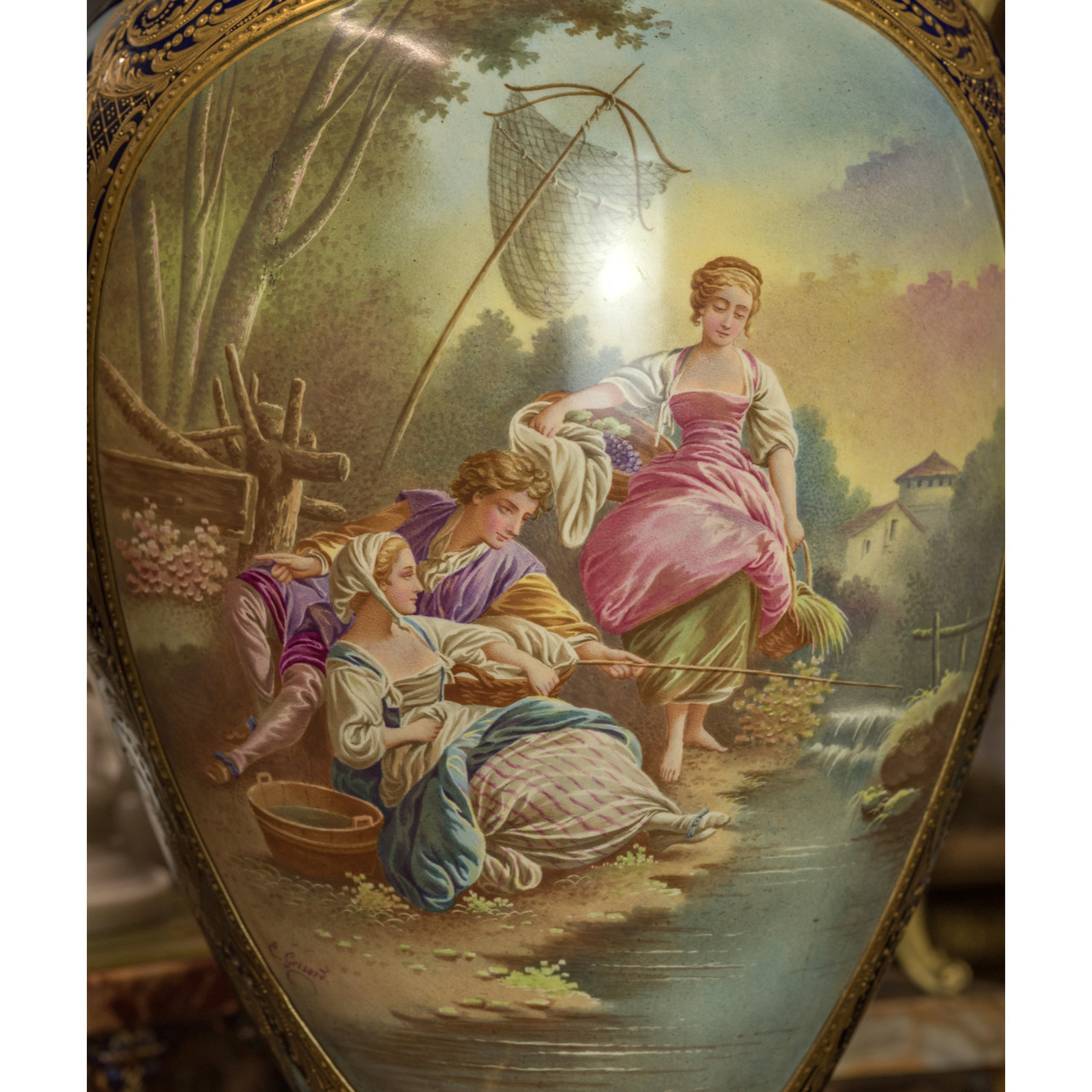 A Magnificent Monumental Gilt Bronze Mounted Sèvres Style Cobalt