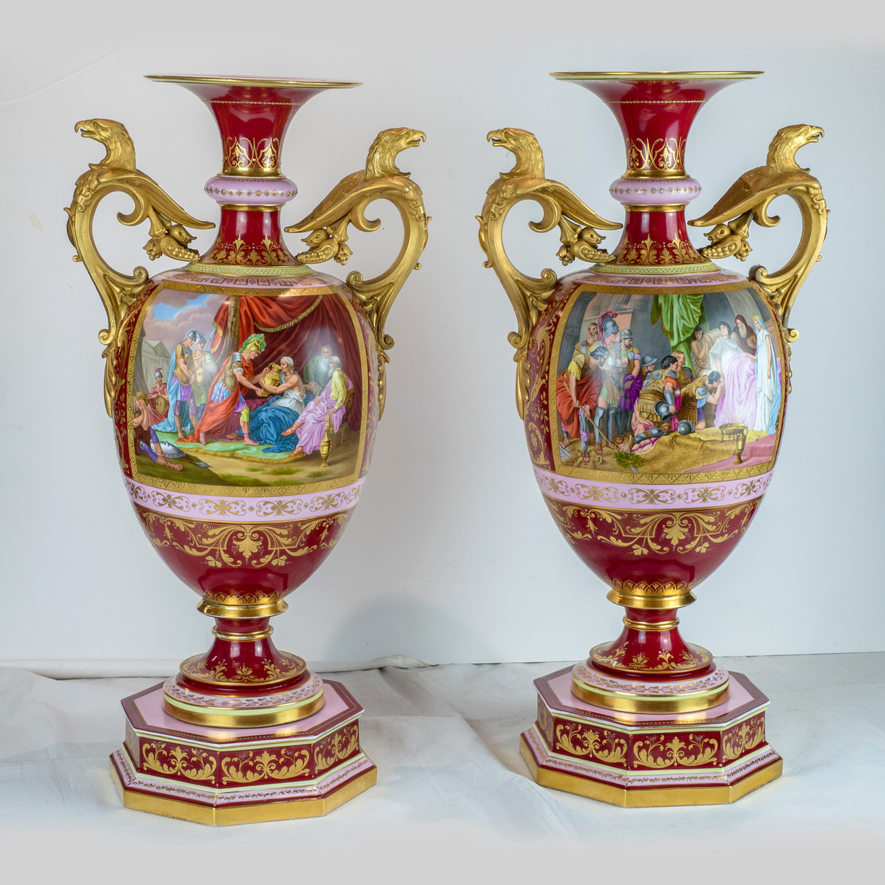 Magnificent Pair of Royal Vienna-style Gilt Bronze Mounted