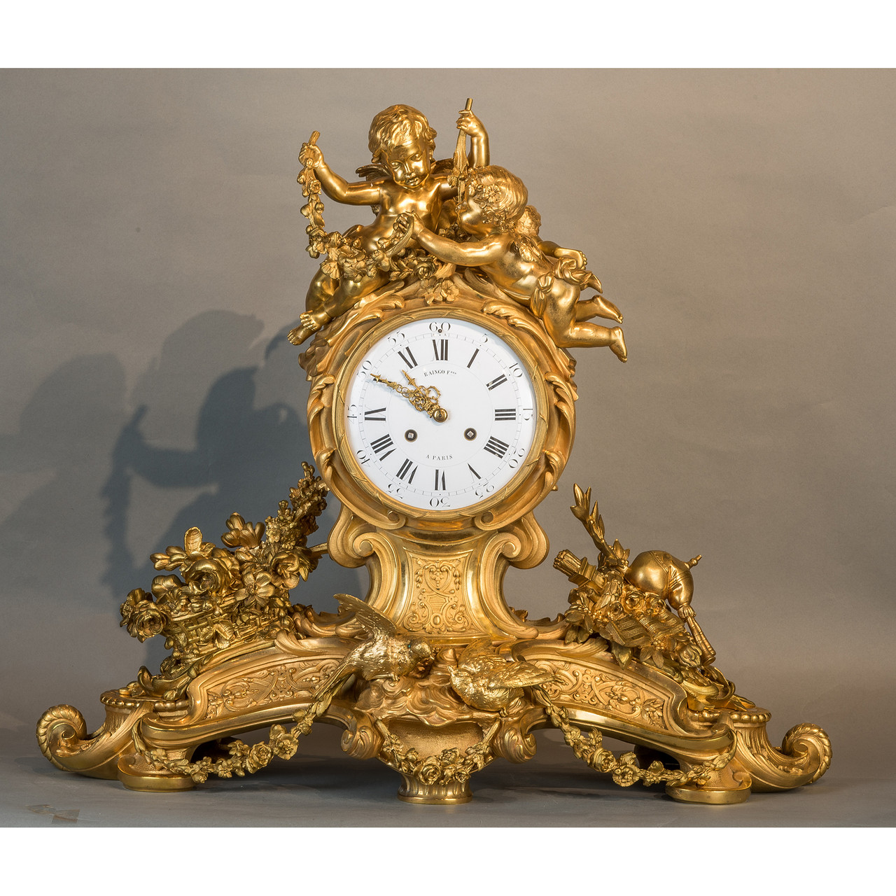 Raingo Freres, A Paris Louis XV Style Gilt Bronze Figural Mantel