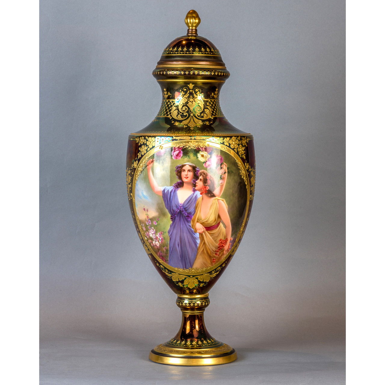 A Fine Royal Vienna Gilt-Decorated Jeweled Iridescent Portrait