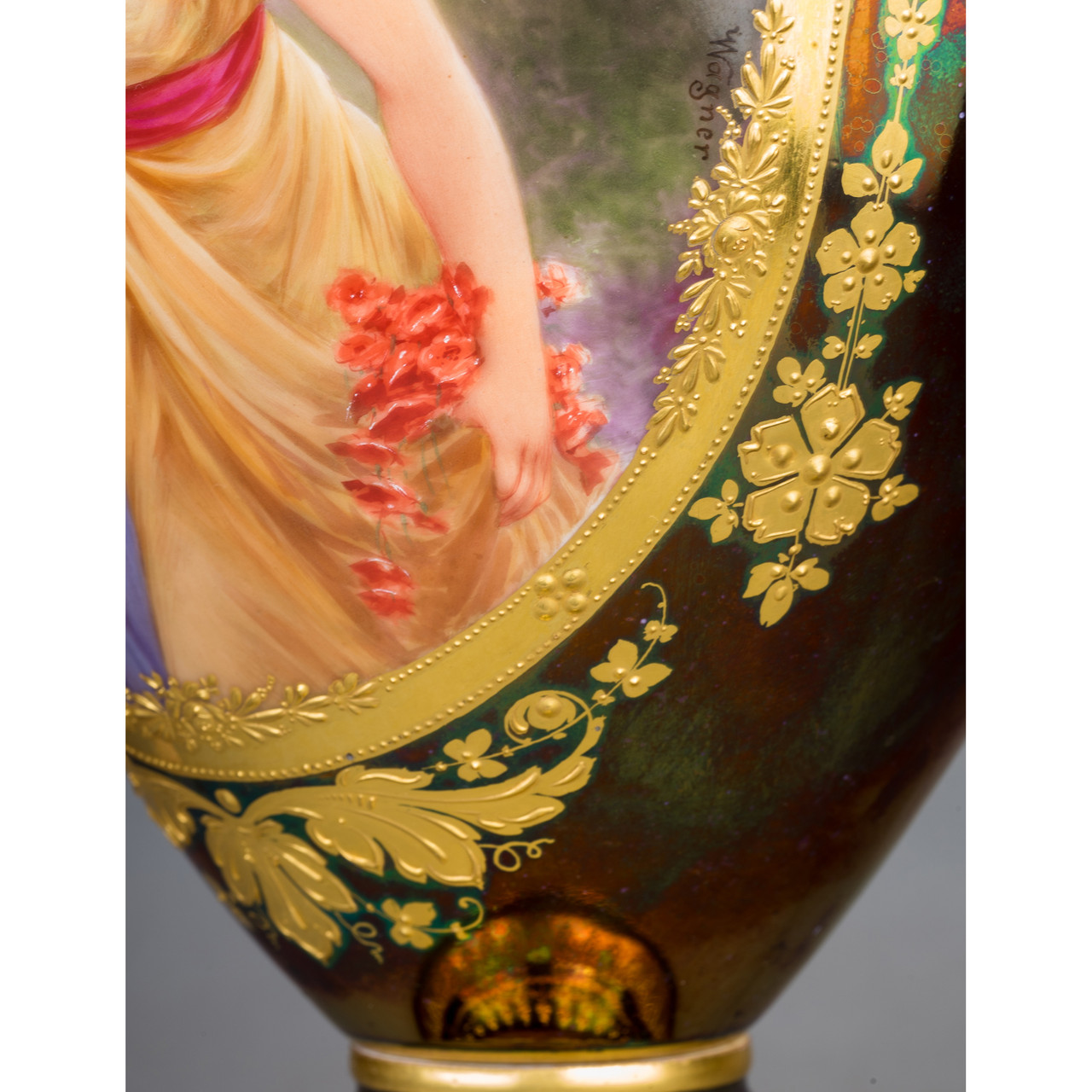 A Fine Royal Vienna Gilt-Decorated Jeweled Iridescent Portrait