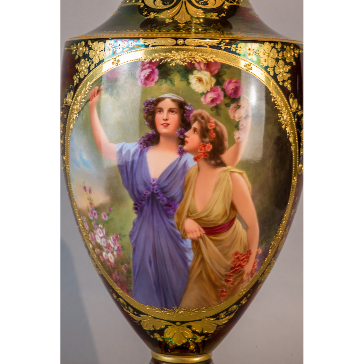 A Fine Royal Vienna Gilt-Decorated Jeweled Iridescent Portrait