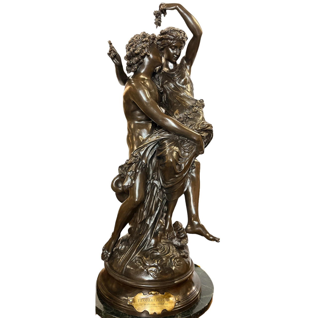 Fine Patinated bronze Flore et Zephyr Statue by Mathurin Moreau