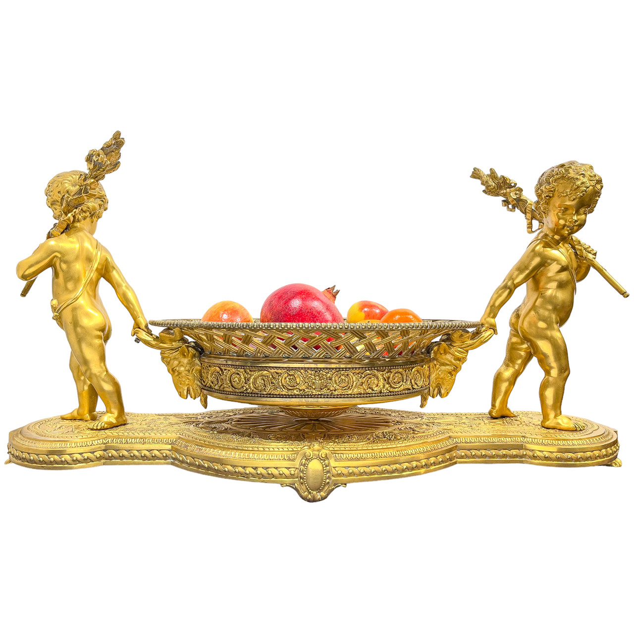 フランス老舗クリスタル置物『甲冑の騎士』es De Champagne Monumental Gilt Bronze Centerpiece with Putti Attributed to