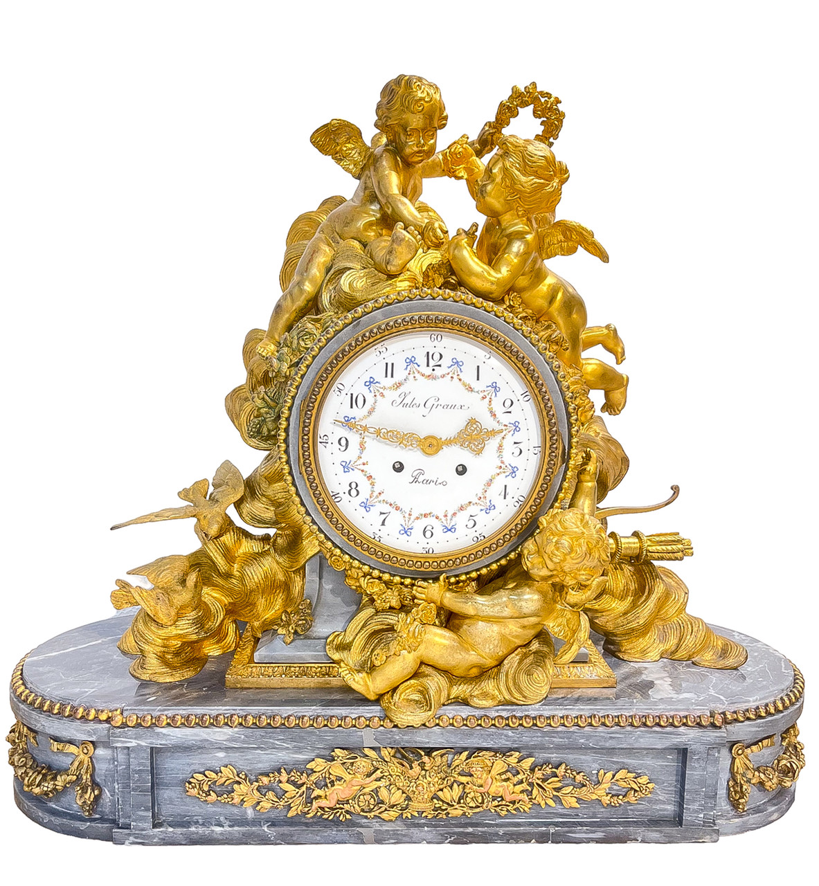 Important Louis XV Style Gilt-Bronze and Marble Clock - F&P Associates
