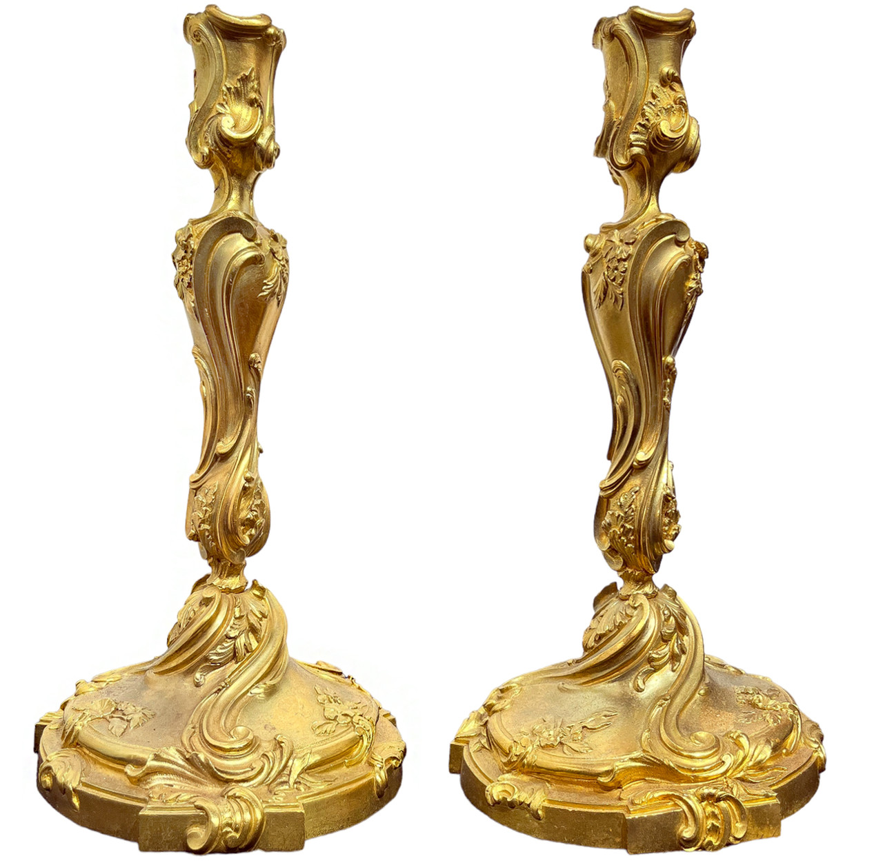 Pair of Gilt Bronze Louis XV Candlesticks - F&P Associates