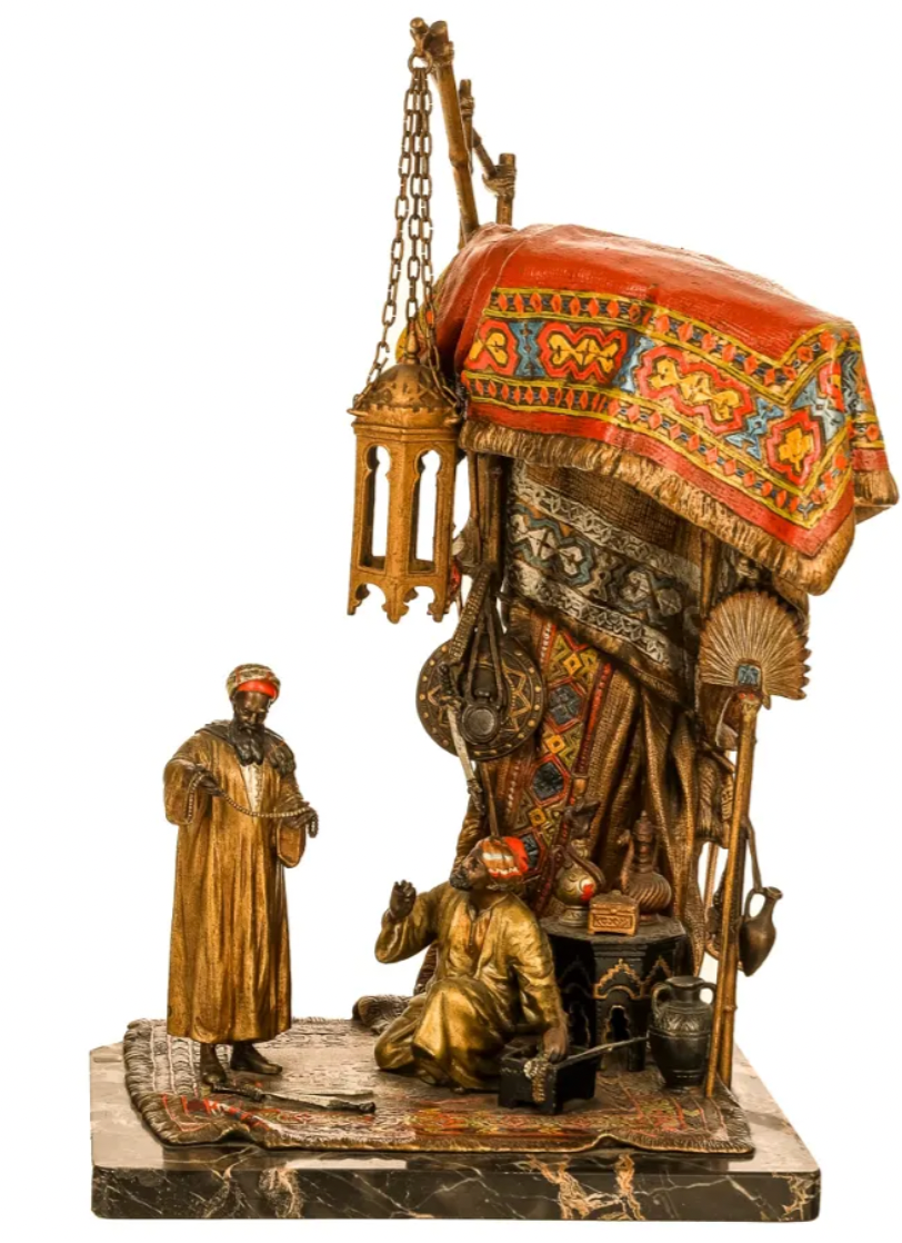 Anton Chotka Orientalist Bronze Sculptural Table Lamp - F&P Associates