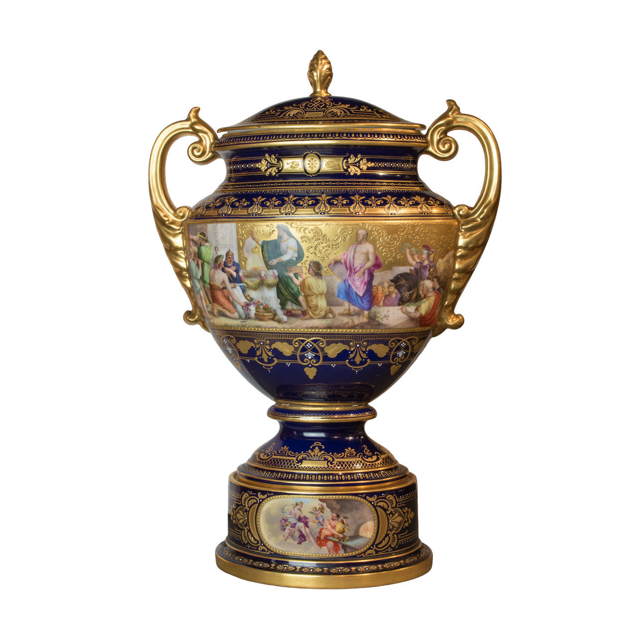Set of Three Museum Quality Royal Vienna Porcelain Urns - F&P