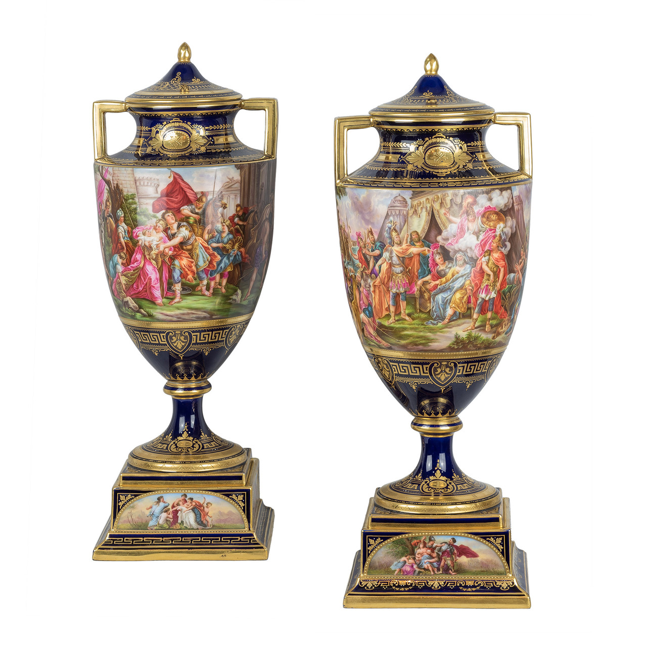 Set of Three Museum Quality Royal Vienna Porcelain Urns - F&P 