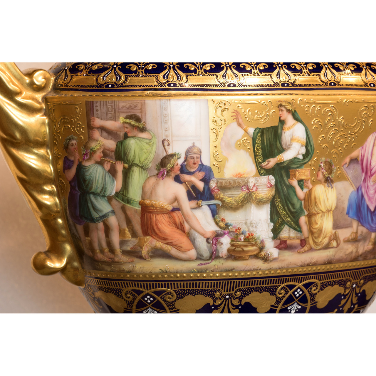 Set of Three Museum Quality Royal Vienna Porcelain Urns - F&P
