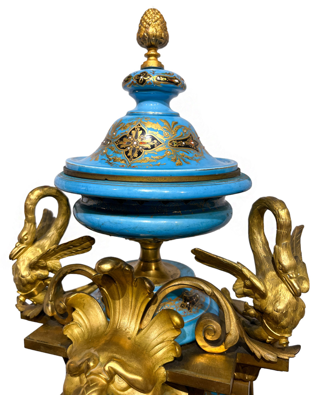 Napoleon III Gilt Bronze and Porcelain Mantel Clock By Japy Freres