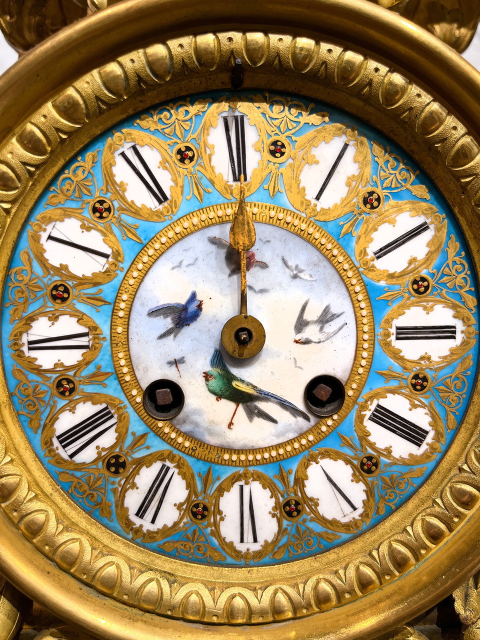 Napoleon III Gilt Bronze and Porcelain Mantel Clock By Japy Freres