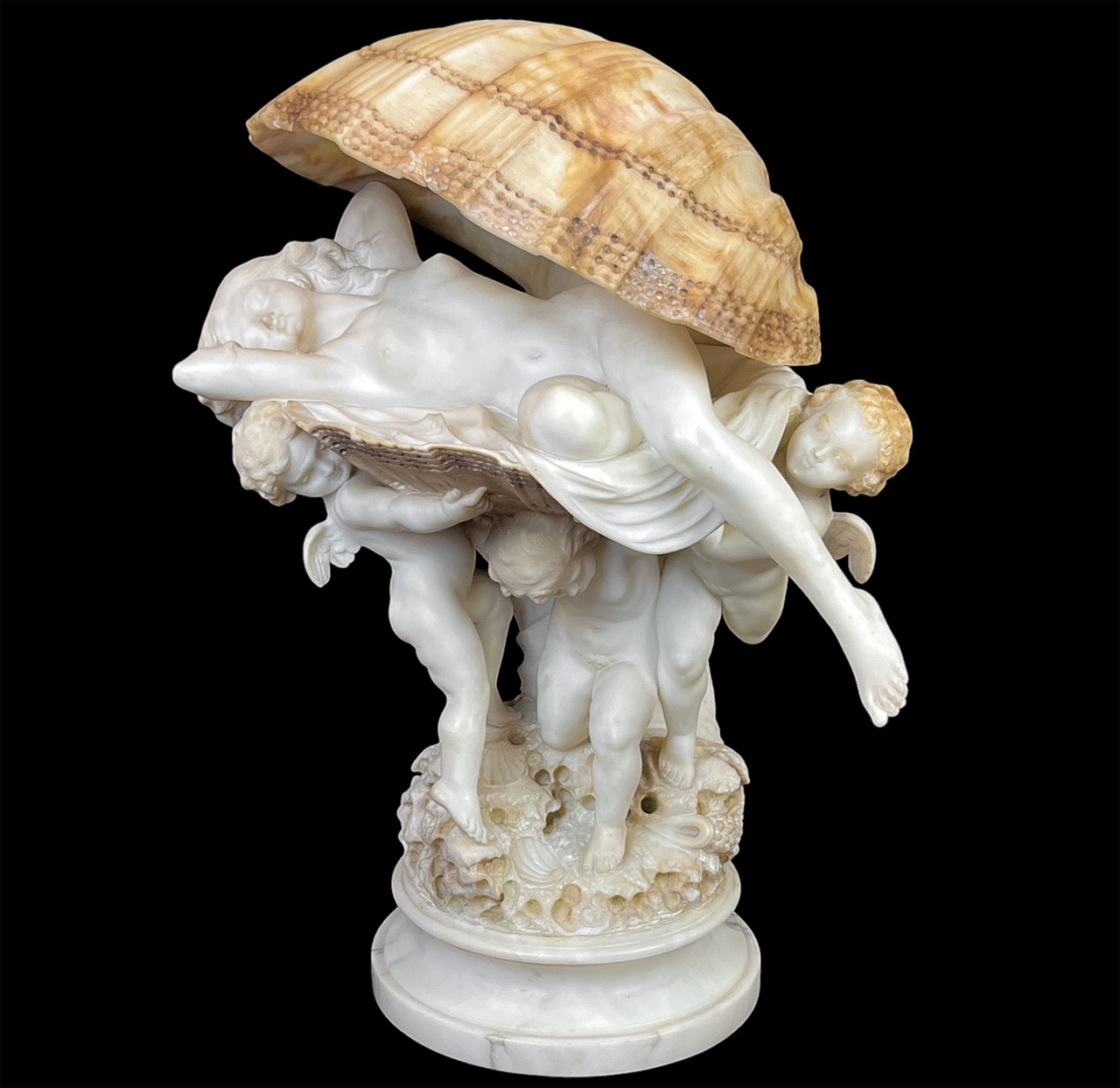 La Renaissance 仏の至宝100年前の愛の熱情希少ラブレター聖遺物 La Perla Alabaster Birth of Venus Table Lamp by Umberto Stiaccini
